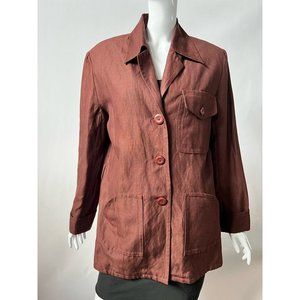 Preston & York Womens Jacket Coat Brown Buttons Pockets Collar XS